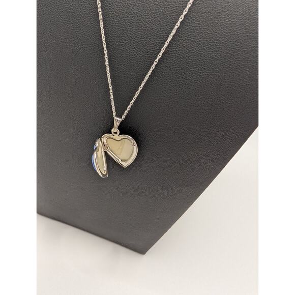 Heart Shaped Sterling Silver Locket Necklace 18in Blue Angel Cameo msrp $160 NWT - Picture 3 of 5